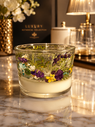 Blütenzauber VIOLET - LED Wachslaterne